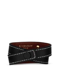 Givenchy | Black Logo Plate Calf Leather Bracelet | Lyst