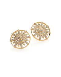 Adriana Orsini | Metallic Radiance Pavé Crystal Starburst Earrings | Lyst