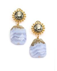 Nest | Metallic Blue Lace Agate Drop Earrings | Lyst