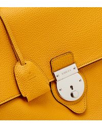 yellow leather briefcase