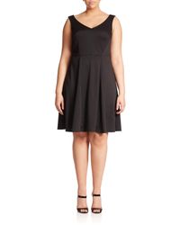 ABS By Allen Schwartz | Black Knit Fit-&-flare Dress | Lyst