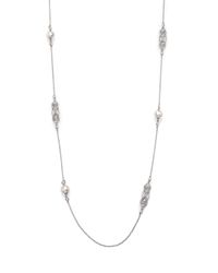 Adriana Orsini | Metallic Garden Gate PavÉ Crystal Filigree Station Necklace/Silvertone | Lyst