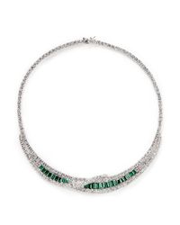 CZ by Kenneth Jay Lane | Green Cubic Zirconia Crescent Collar Necklace | Lyst