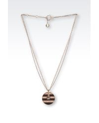 Emporio Armani | Metallic Steel Necklace With Rhinestones | Lyst