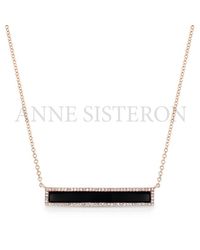 Anne Sisteron - Pink 14Kt Rose Gold Onyx Bar Diamond Necklace - Lyst