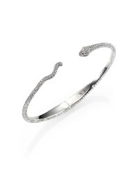Adriana Orsini | Metallic PavÉ Crystal Snake Cuff Bracelet/Silvertone | Lyst