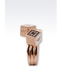 Emporio Armani | Metallic Gold-Plated Ring With Swarovski | Lyst