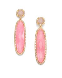 Mija | Light, Dark Pink Jade & White Sapphire Drop Earrings | Lyst