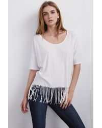 Velvet By Graham & Spencer - White Kelyn Fringe Tee - Lyst