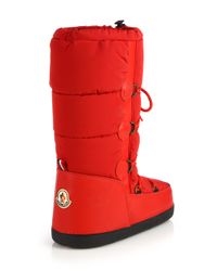Moncler | Red Quilted Lace-Up Moon Boots | Lyst
