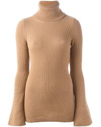 Stella McCartney | Natural Ribbed Turtle Neck Sweater | Lyst