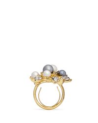 Kenneth Jay Lane | White Glass Pearl Crystal Vine Ring | Lyst
