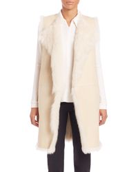 Theory | White Curako Hollice Long Suede & Fur Vest | Lyst
