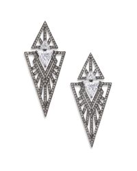 Adriana Orsini | Metallic Deco Pavé Triangle Large Drop Earrings | Lyst