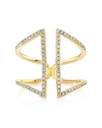 Anne Sisteron - 14kt Yellow Gold Diamond Double Bar Angled Ring - Lyst