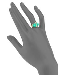 Jacquie Aiche | Metallic Chrysoprase Diamond 14k Yellow Gold Double Pyramid Triangle Ring for Men | Lyst