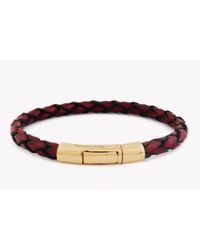 Tateossian | Single Wrap Scoubidou Red Leather Bracelet With 18k Yellow Gold Clasp for Men | Lyst