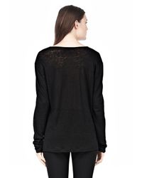 Alexander Wang | Black Linen Silk Long Sleeve Tee | Lyst