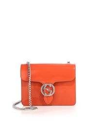 Gucci | Orange Interlocking Polished-Leather Shoulder Bag | Lyst