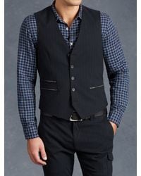 John Varvatos | Blue Zip Pocket Vest for Men | Lyst