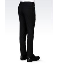 Emporio Armani | Black Slim Fit Trousers In Stretch Wool for Men | Lyst