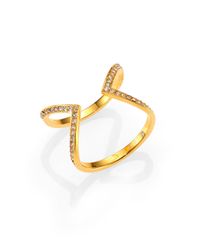 Michael Kors | Metallic Motif PavÉ Open Arrow Ring/Goldtone | Lyst