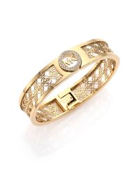Michael Kors | Metallic Heritage Monogram Pavé Logo Bangle Bracelet | Lyst