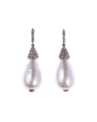 Oscar de la Renta | Metallic Pearl Drop Earrings | Lyst