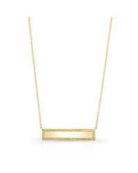 Anne Sisteron - 14kt Yellow Gold Diamond Rimmed Bar Necklace - Lyst