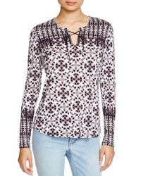 NYDJ | Gray Batik Print Top | Lyst