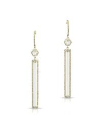 Anne Sisteron - 14kt Yellow Gold White Topaz Diamond Bar Drop Earrings - Lyst