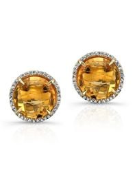 Anne Sisteron | 14kt Yellow Gold Citrine Diamond Round Stud Earrings | Lyst