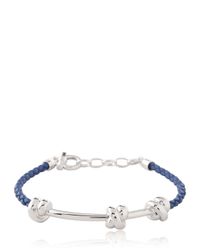 Ferragamo | Blue Nodo Silver & Leather Bracelet for Men | Lyst