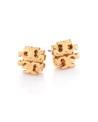 Tory Burch | Metallic T Logo Small Stud Earrings/goldtone | Lyst