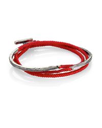 M. Cohen | Red Three-Layer Twisted Cord Carved Cuff Bracelet for Men | Lyst