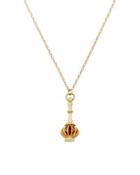 Monica Rich Kosann | Metallic 18k Yellow Gold Extra Large Genie In A Bottle "wish" Charm Necklace With Carnelian Beads | Lyst