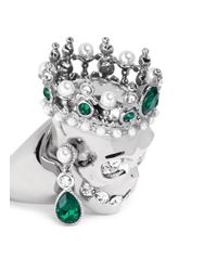 Alexander McQueen | Green Royal Skull Ring | Lyst
