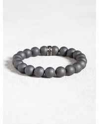 John Varvatos | Gray Hematite Beaded Bracelet With Sapphire Detail for Men | Lyst