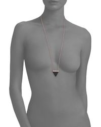 Michael Kors | Pink Brilliance Statement Triangle Long Pendant Necklace/rose Goldtone | Lyst
