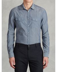 John Varvatos | Blue Denim Style Shirt for Men | Lyst