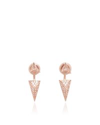 Fallon | Pink Rose Gold Sinead Pyramid Convertible Earrings | Lyst