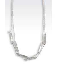 Emporio Armani | Metallic Necklace In Silver And Mother-of-pearl | Lyst