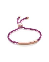 Monica Vinader | Purple Linear 18ct Rose Gold-plated Woven Friendship Bracelet | Lyst