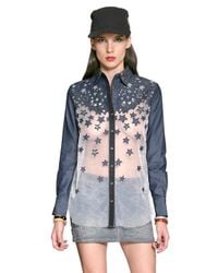 DIESEL | Blue Sequined Organza Denim Shirt | Lyst