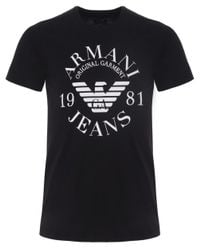 Armani Jeans | Black Print T-shirt for Men | Lyst