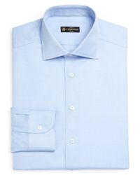 Corneliani | Blue Solid Twill Slim Fit Dress Shirt for Men | Lyst