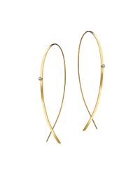 Lana Jewelry | Metallic Large Flat Upside Down Hoops W/ Diamonds | Lyst