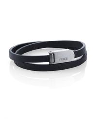 Fendi | Black Leather Wrap Bracelet for Men | Lyst