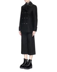 Alexander Wang | Black Ball Chain Collar Trim Wool Blend Coat | Lyst