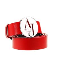 Armani Jeans | Red Belt Buckle Logo Saffiano | Lyst